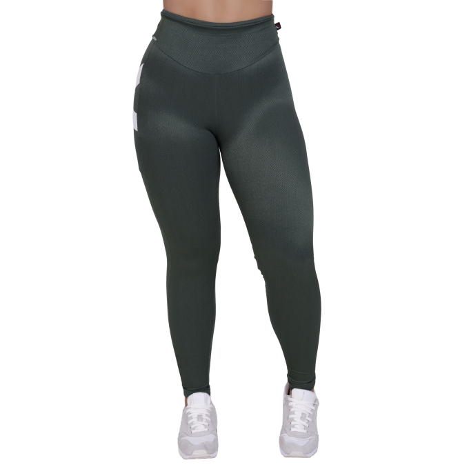 Calça Legging Fitness Bolso Recortes Poliamida Fio Brilho