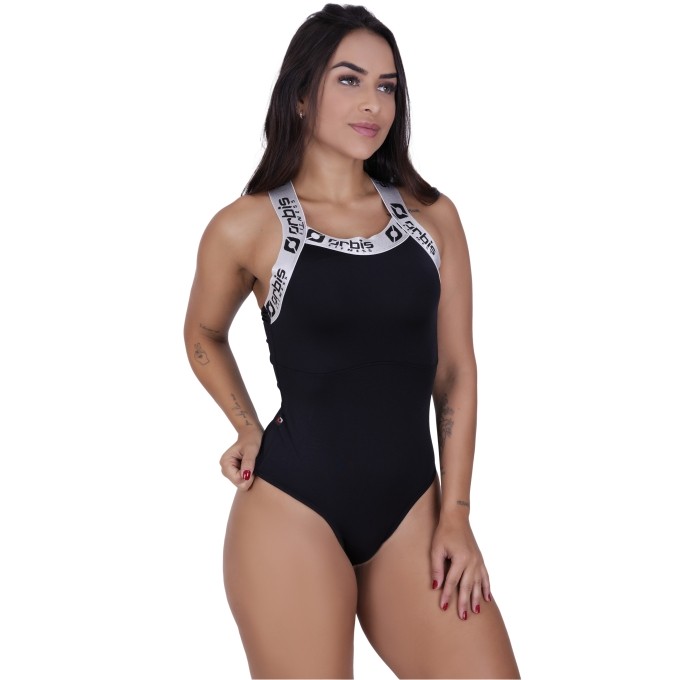 Body Feminino Alças Largas Costa Cavada Poliamida Forro Bojo