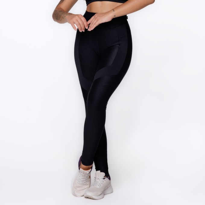 Calça Legging Fitness Empina Bumbum Poliamida Brilho Laminado