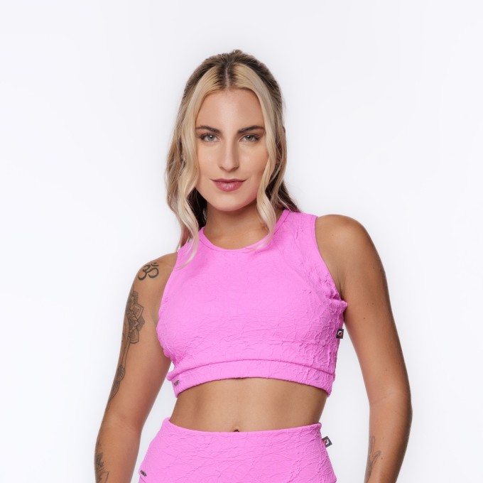 Top Cropped Feminino Poliamida Jacquard Bojo Removível