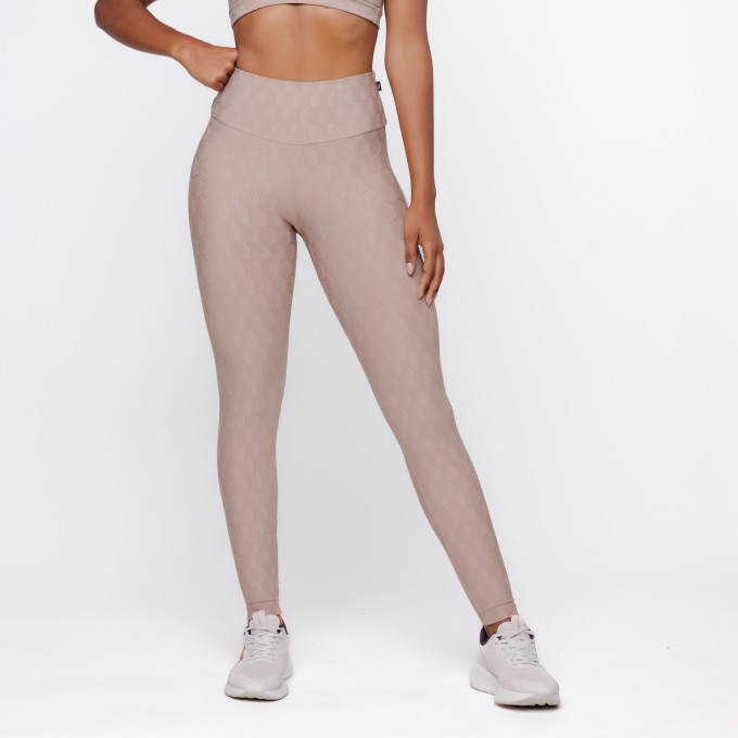 Calça Legging Fitness Feminina Texturizada Cintura Alta Poliamida