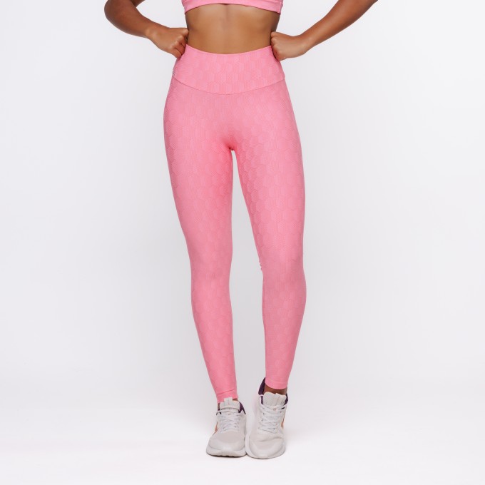 Calça Legging Fitness Feminina Texturizada Cintura Alta Poliamida