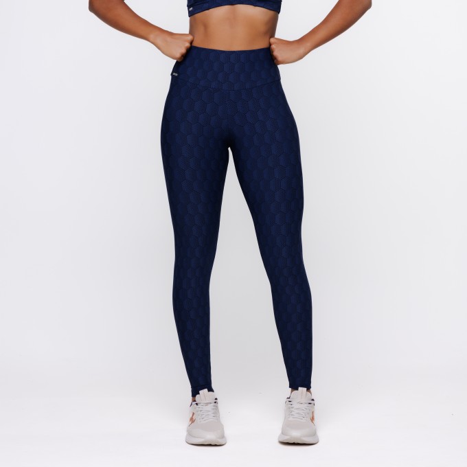 Calça Legging Fitness Feminina Texturizada Cintura Alta Poliamida