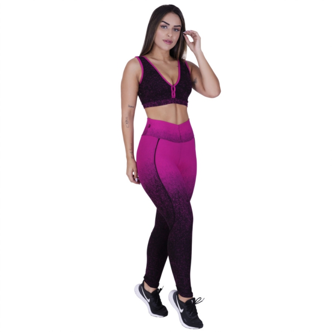 Conjunto Legging Empina Bumbum + Top Decote Bojo Degrade