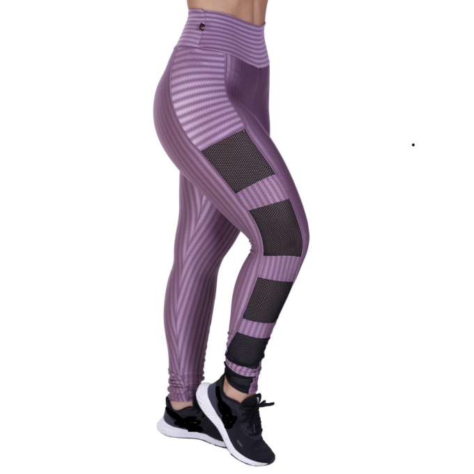 Calça Legging Fitness Orbis Cirrê 3D Detalhe em Tela Na Lateral