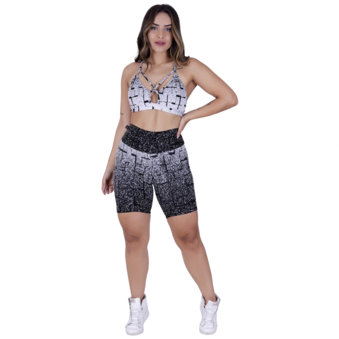 Conjunto Bermuda Meia Coxa + Top Bojo Degrade Poliamida