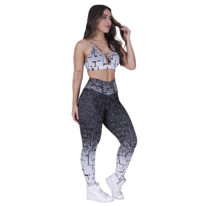 Calça Legging Fitness Degrade Cós Alto Poliamida Orbis