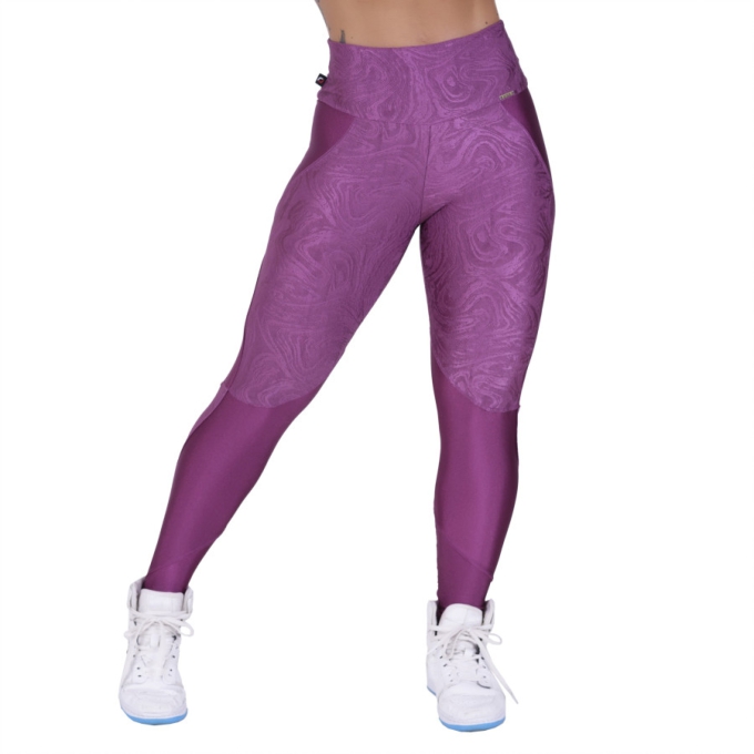 Legging Fitness Recortes Cirre Relevo Com Detalhes liso Brilho Or