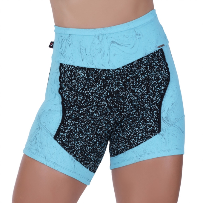 Short Fitness Recortes Degrade Poliamida Cintura Alta Or