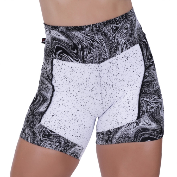 Short Fitness Recortes Degrade Poliamida Cintura Alta Or