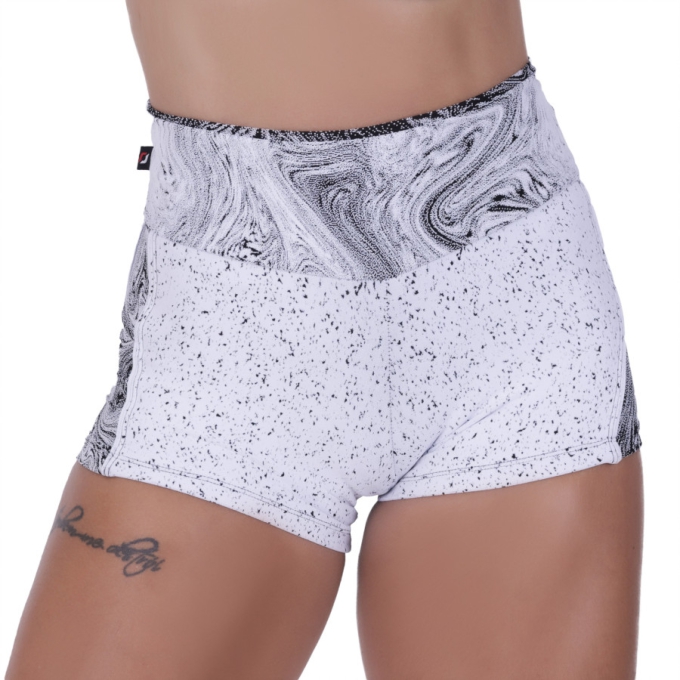 Short Curto Fitness Feminino Recortes Poliamida Cós Alto Orbis