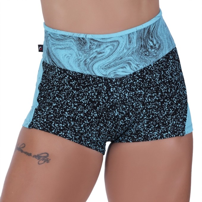 Short Curto Fitness Feminino Recortes Poliamida Cós Alto Orbis