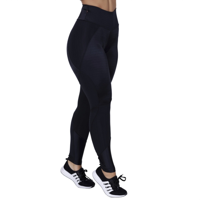 Legging fitness cirrê 3d recortes cós alto poliamida