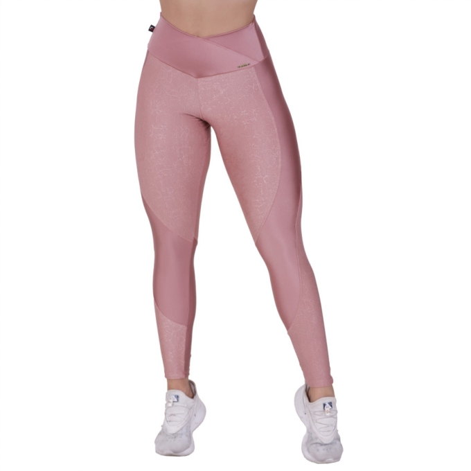 Legging fitness cós transpassado cirrê relevo Poliamida