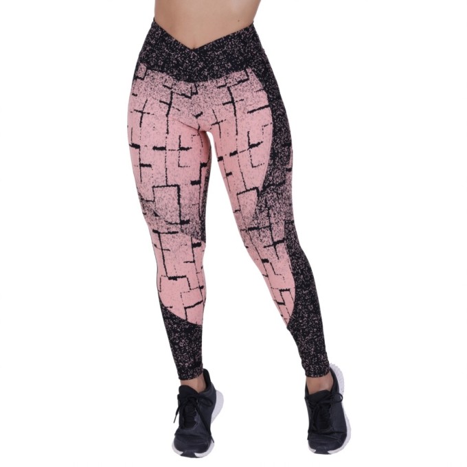 Legging Fitness Feminina Recortes Degrade Cós Transpassado