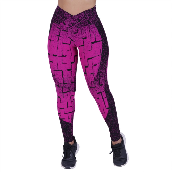 Legging Fitness Feminina Recortes Degrade Cós Transpassado