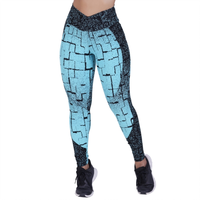 Legging Fitness Feminina Recortes Degrade Cós Transpassado