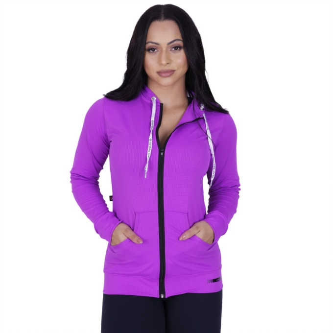 Casaco Feminino Fitness Esportivo Dry Aero Capuz e Bolso