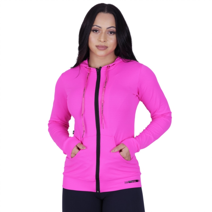 Casaco Feminino Fitness Esportivo Dry Aero Capuz e Bolso