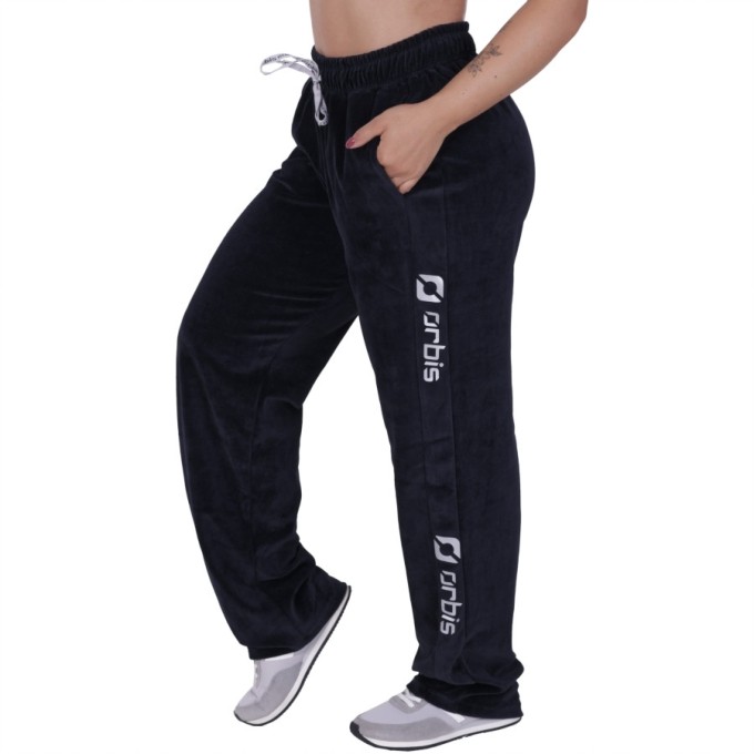 Calça Plush Inverno Feminina Modelagem Reta Bolso Cós Alto