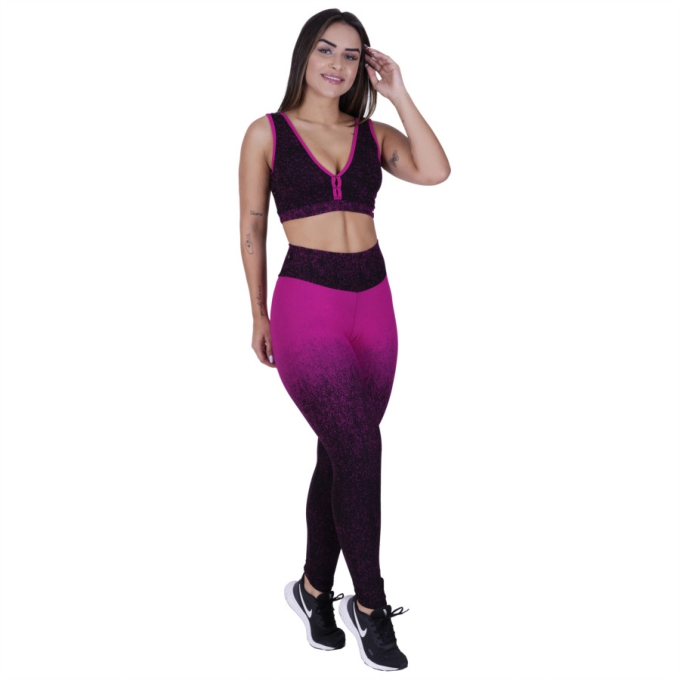 Calça Legging Fitness Cintura Alta Jacquard Degrade