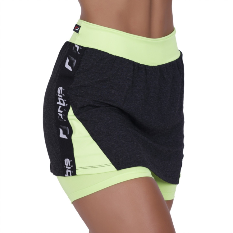 Short Saia Curto Fitness Feminino Cós Alto Poliamida