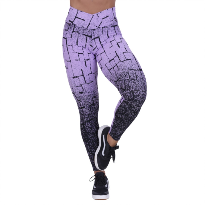 Legging Fitness Feminina Recortes Degrade Cós Transpassado