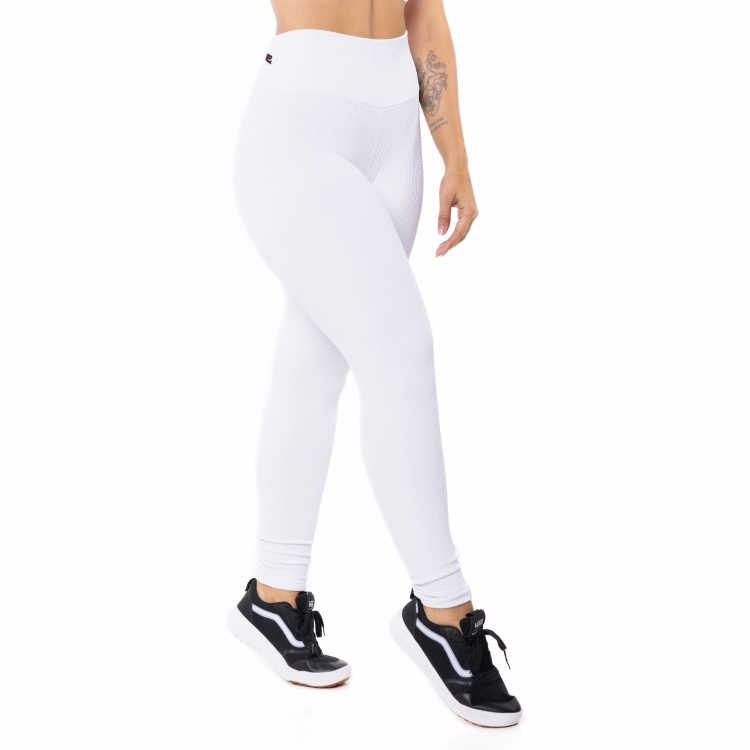 Calça legging fitness feminina poliamida textura relevo