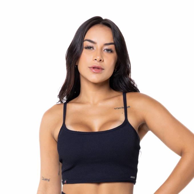 Top Fitness Camiseta Poliamida Textura Relevo Tiras nas Costas