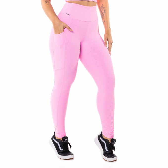 Calça Legging Poliamida com textura relevo bolso em uma lateral