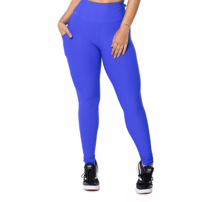 Calça Legging Poliamida com textura relevo bolso em uma lateral