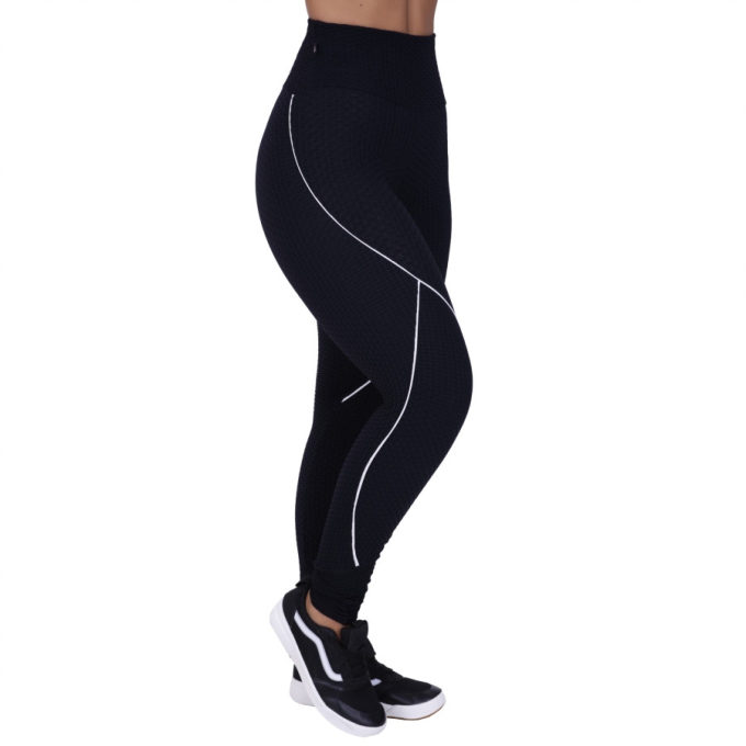 Calça Legging Fitness Feminina Textura Relevo Poliamida