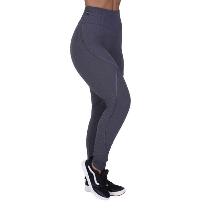 Calça Legging Fitness Feminina Textura Relevo Poliamida