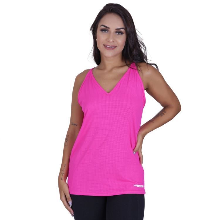Camiseta Fitness Feminina Decote V Costa Cavada Dry